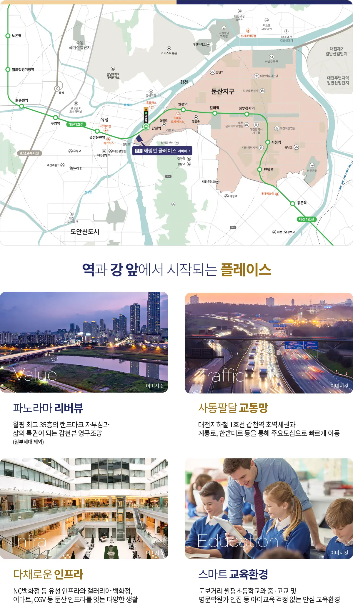 둔산 해링턴플레이스리버파크의 입지지도입니다